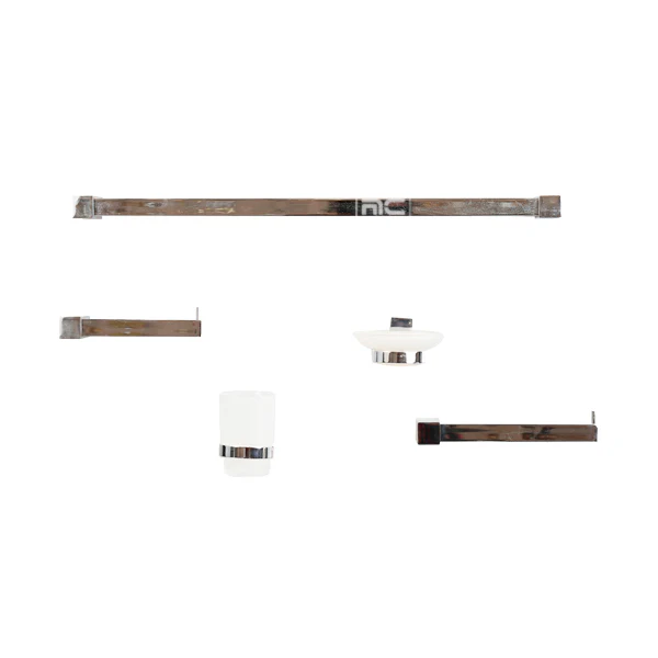 SLEEK MODERN BATHROOM ACCESSORY SET -5 Set Bathroom Decor Set for Home in Gold Finish