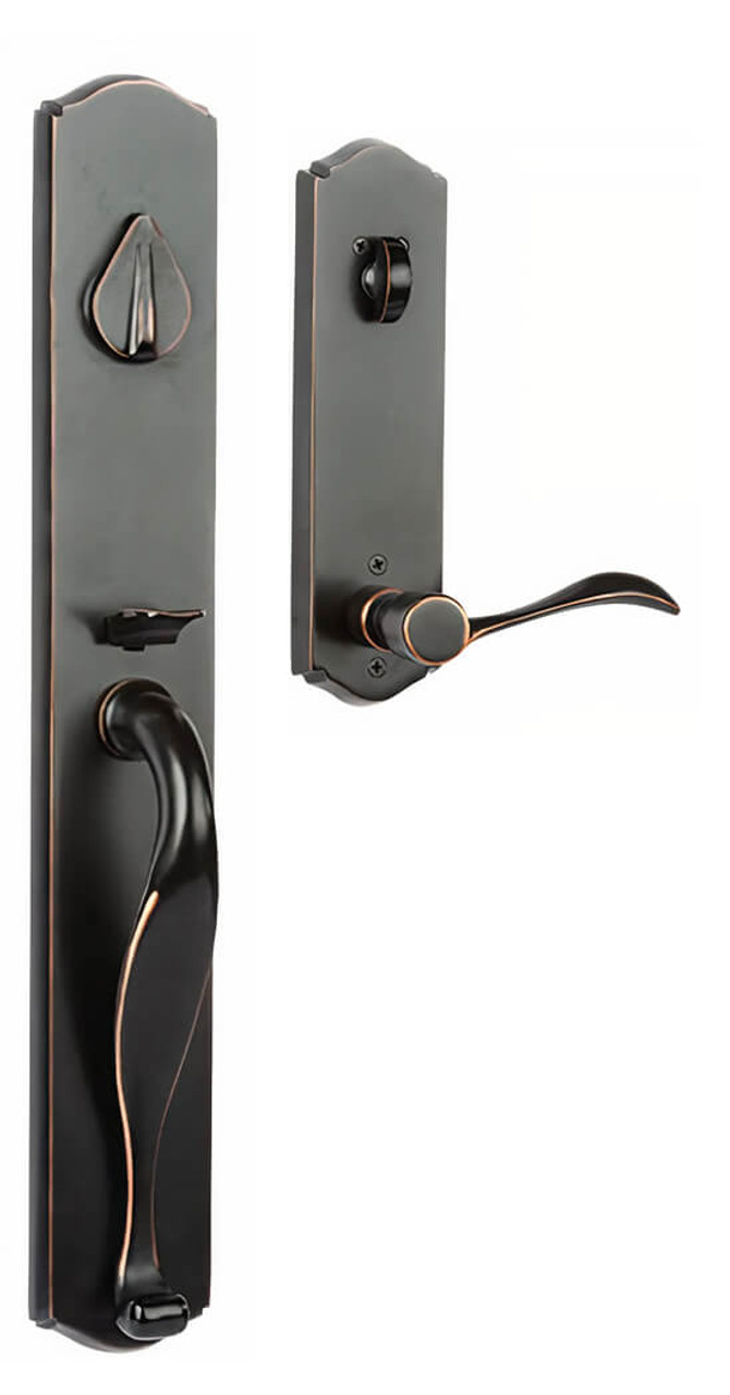 N2LOK Etna Entry Handle with Wave lever, Single Cylinder in Venetian Bronze Finish