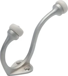 Tradco Hat & Coat Hook Porcelain Tip Satin Nickel