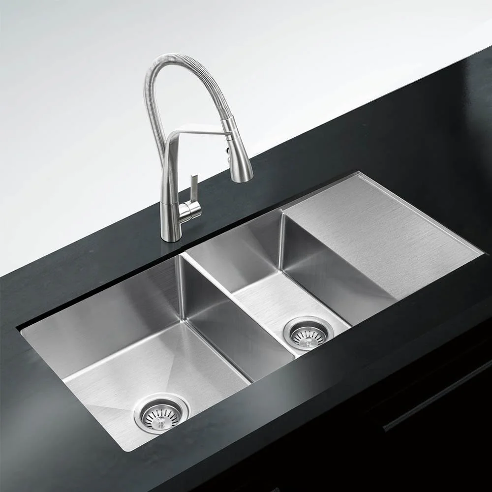 Double Bowl Sink with Drain Board